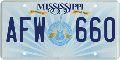 MS license plate AFW660