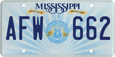 MS license plate AFW662