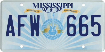 MS license plate AFW665