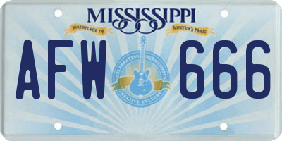 MS license plate AFW666