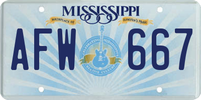 MS license plate AFW667