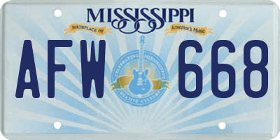 MS license plate AFW668