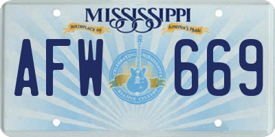 MS license plate AFW669
