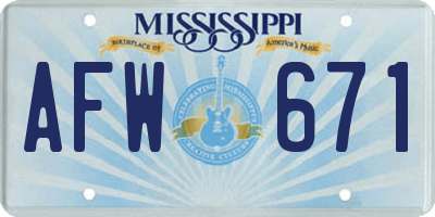 MS license plate AFW671