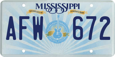 MS license plate AFW672