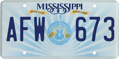 MS license plate AFW673