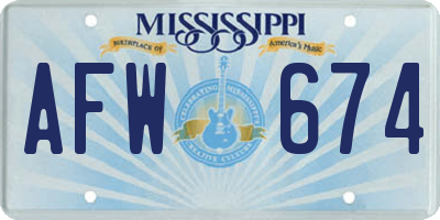 MS license plate AFW674