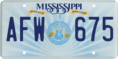 MS license plate AFW675