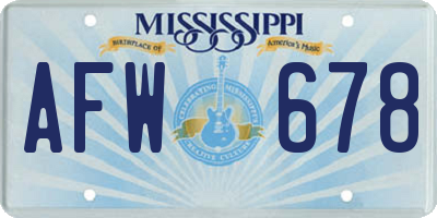 MS license plate AFW678