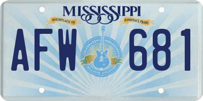 MS license plate AFW681