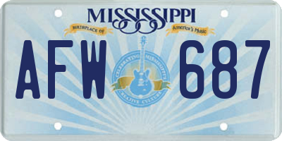 MS license plate AFW687