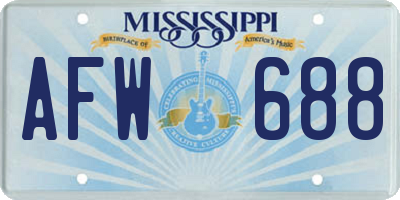 MS license plate AFW688