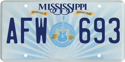 MS license plate AFW693