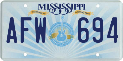 MS license plate AFW694