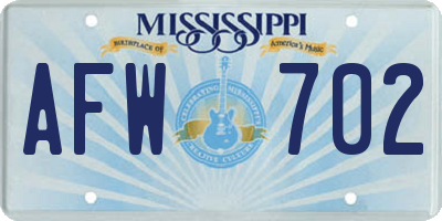 MS license plate AFW702