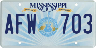 MS license plate AFW703