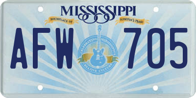 MS license plate AFW705