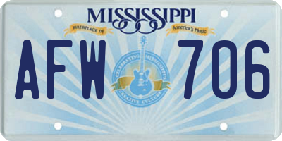 MS license plate AFW706