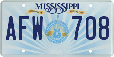 MS license plate AFW708