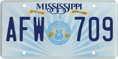 MS license plate AFW709