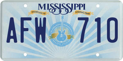 MS license plate AFW710