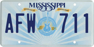 MS license plate AFW711