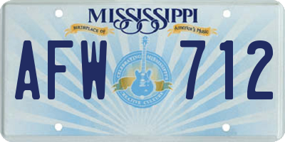 MS license plate AFW712