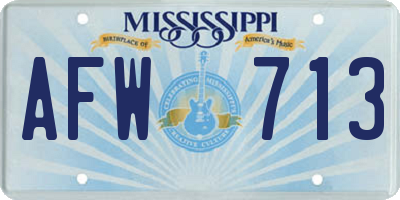 MS license plate AFW713