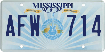 MS license plate AFW714
