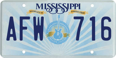 MS license plate AFW716