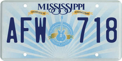MS license plate AFW718