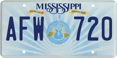 MS license plate AFW720