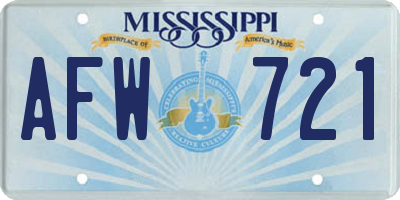 MS license plate AFW721