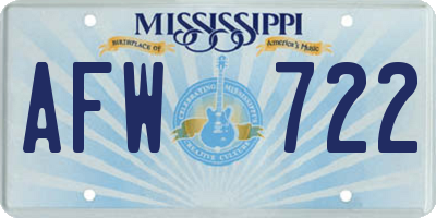 MS license plate AFW722