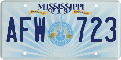 MS license plate AFW723