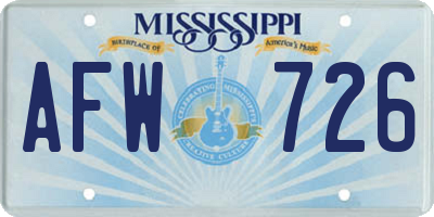 MS license plate AFW726