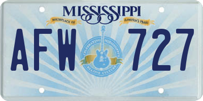 MS license plate AFW727