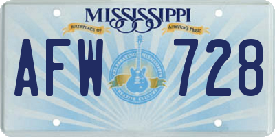 MS license plate AFW728