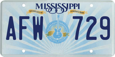 MS license plate AFW729