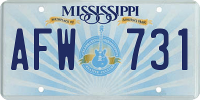 MS license plate AFW731