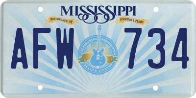 MS license plate AFW734
