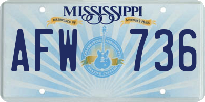MS license plate AFW736