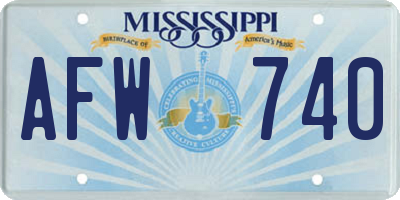 MS license plate AFW740