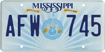 MS license plate AFW745