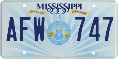 MS license plate AFW747