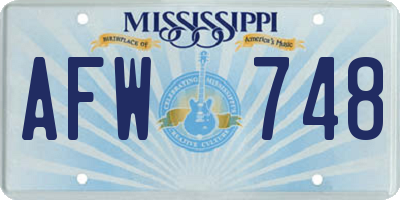 MS license plate AFW748