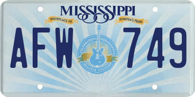 MS license plate AFW749