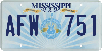 MS license plate AFW751