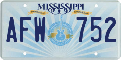 MS license plate AFW752