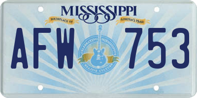MS license plate AFW753